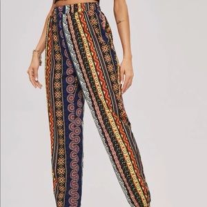Shein Elastic Waist Geo Print Pants